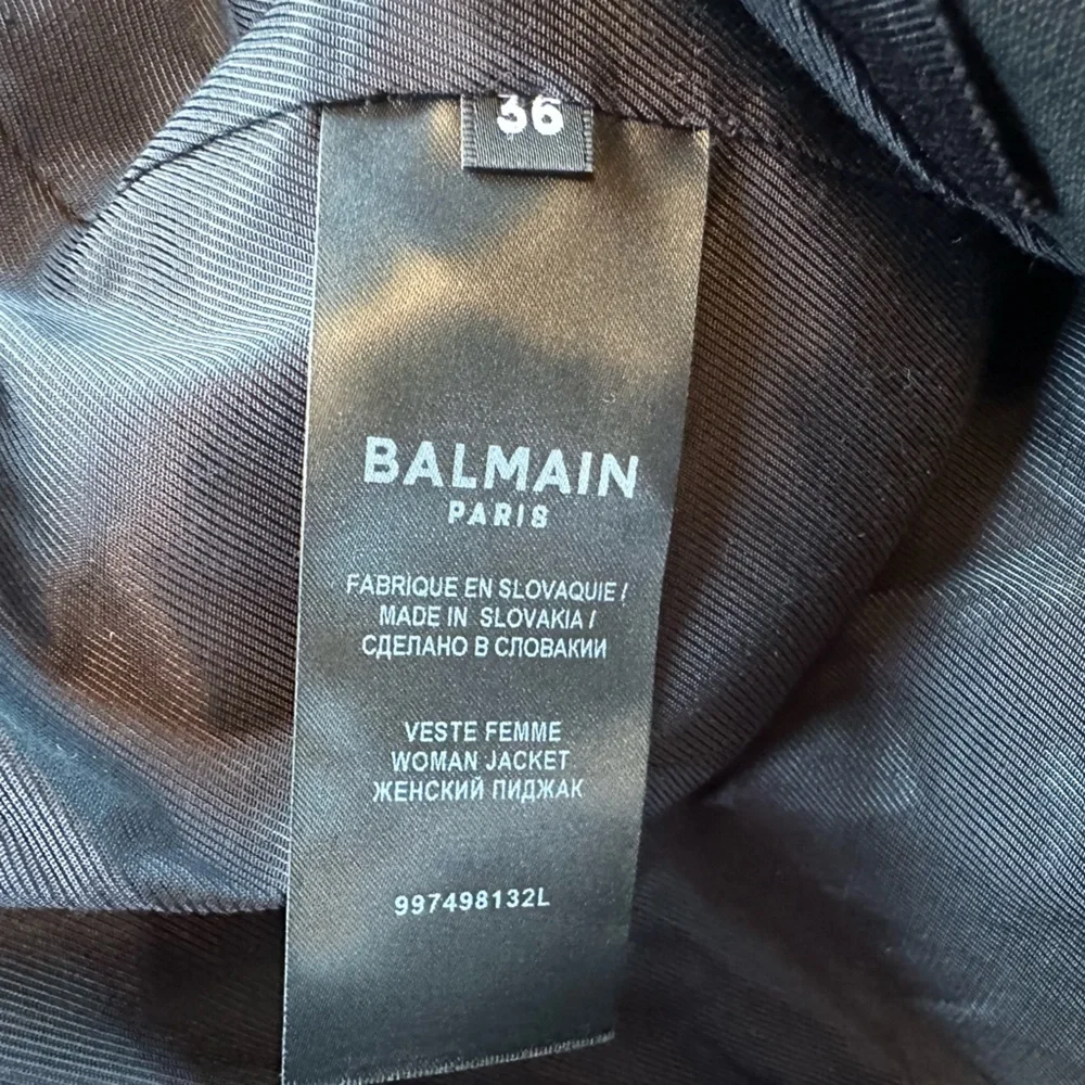 New Balmain Classic Double-Breasted Black Wool Blazer Size 36 - Picture 7 of 12